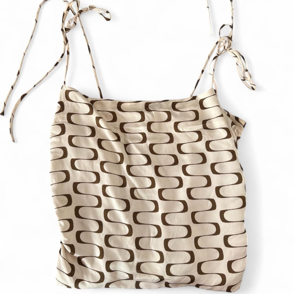 Brown and Cream Patterned Women's Top
